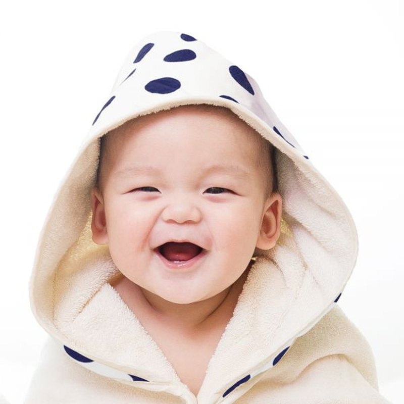 Nizio小蘑菇天然棉紗浴巾-大藍點點