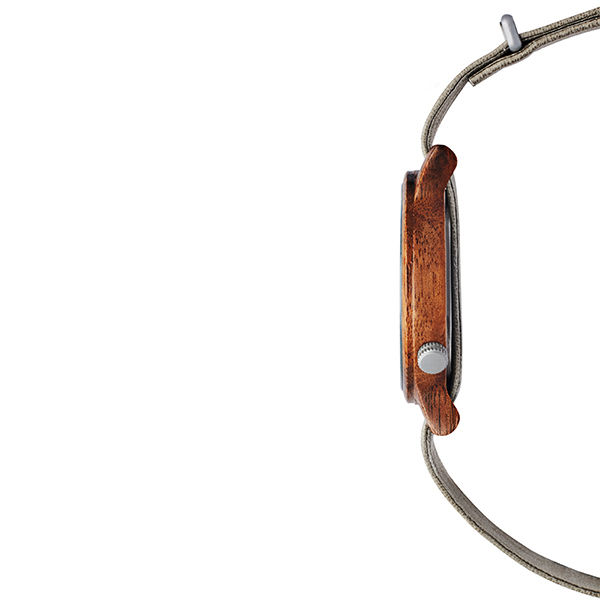 原木手錶 Walter - 核桃木-泥灰/真皮錶帶/40mm (中性款)