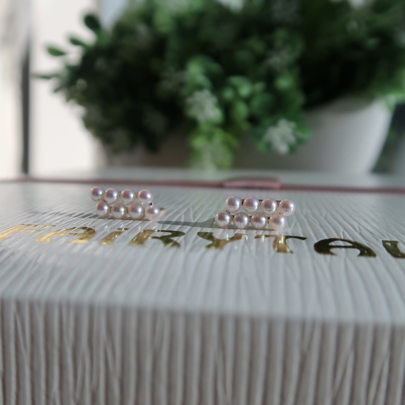 18K金日本baby akoya珍珠鑽石耳釘