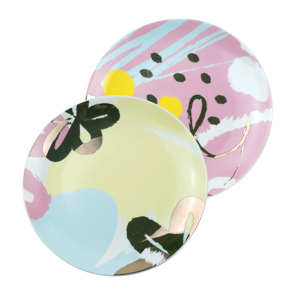 Lady Chic粉漾撞色8吋描金點心盤