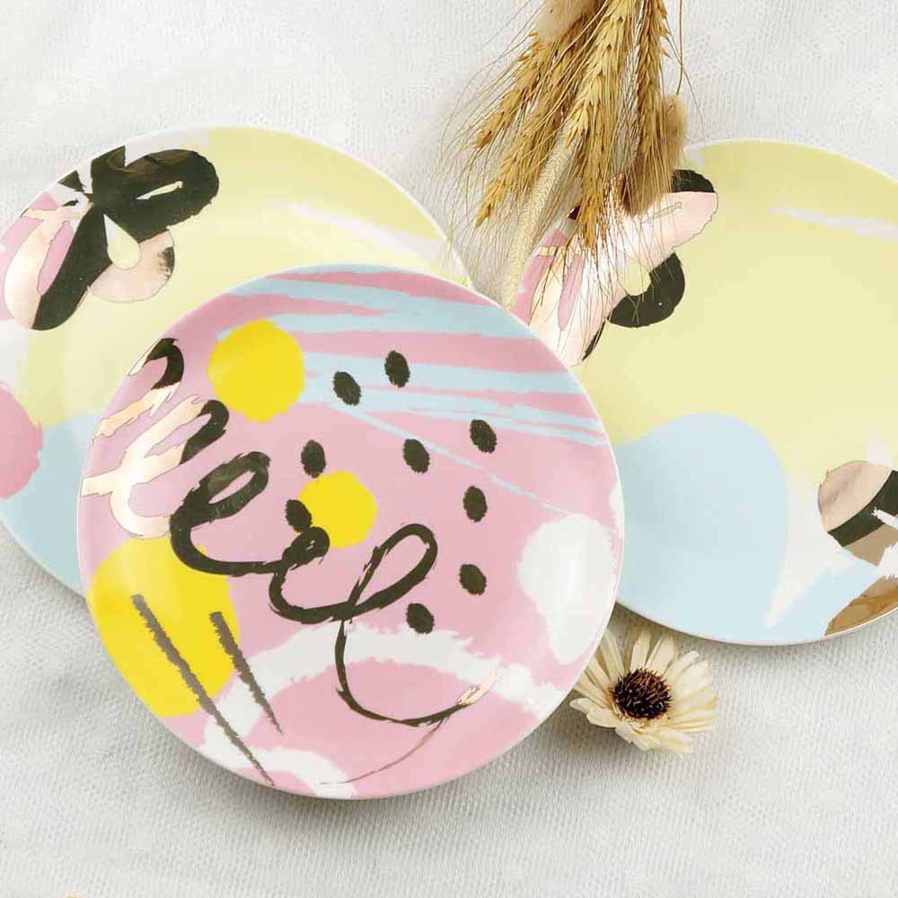 Lady Chic粉漾撞色8吋描金點心盤