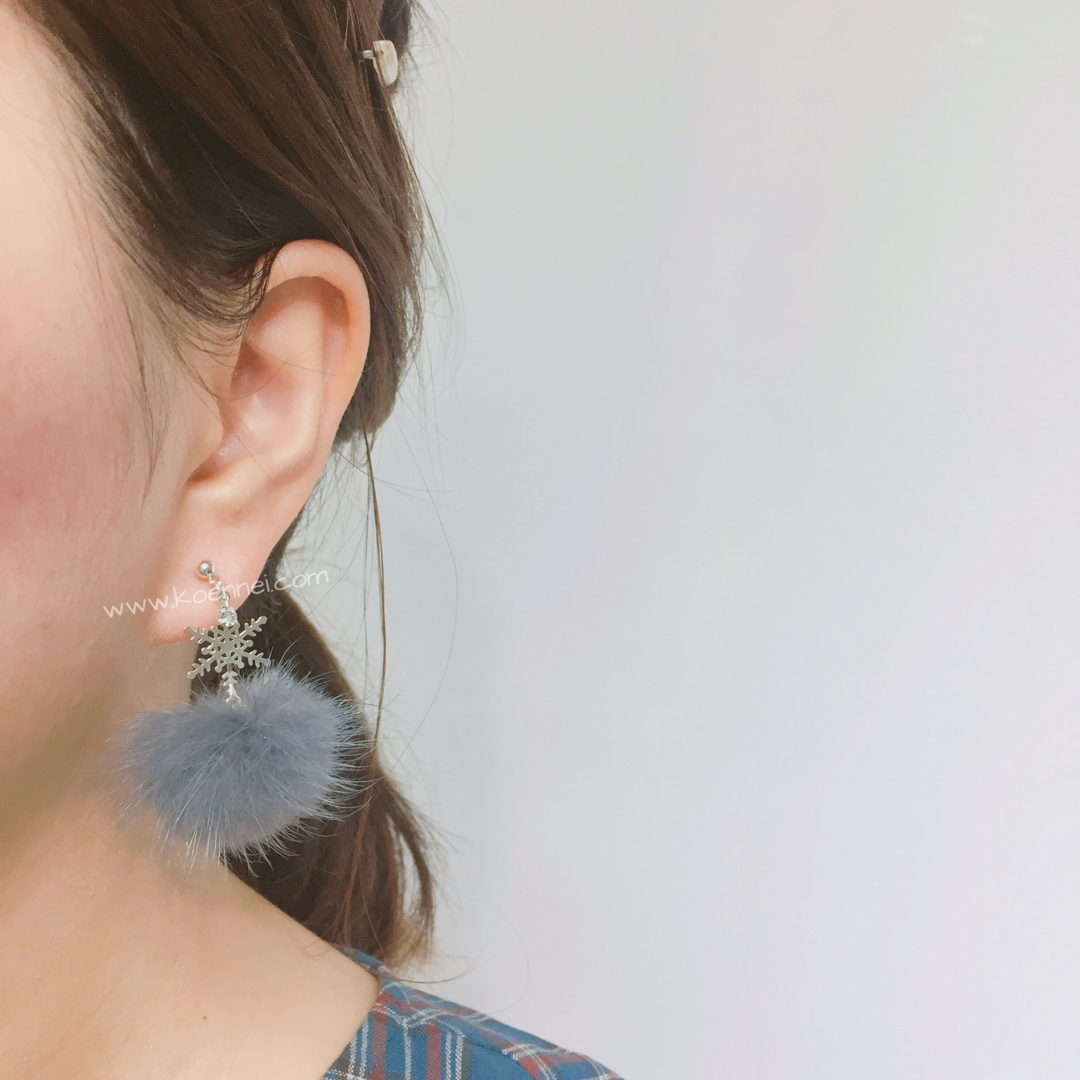 [網站限定優惠]【Gargle】 雪花毛毛耳環