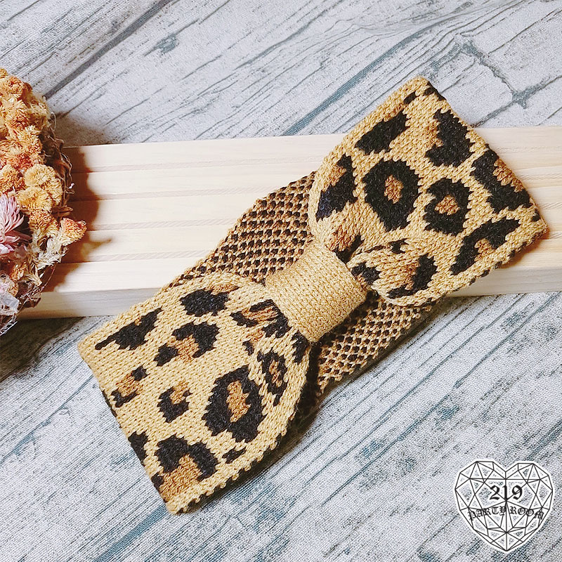 豹紋針織啾啾髮帶