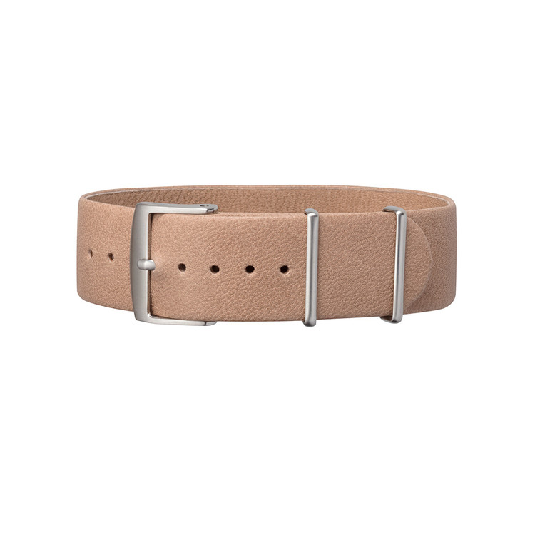 Wilma系列專用真皮錶帶-裸膚/銀色錶釦