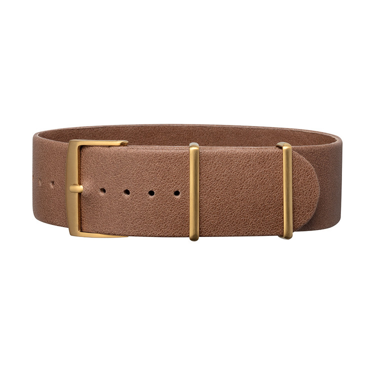 Walter 系列專用真皮錶帶-榛果棕/黃銅色錶釦