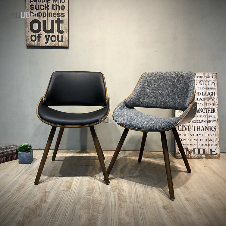 北歐經典曲面灰布餐椅