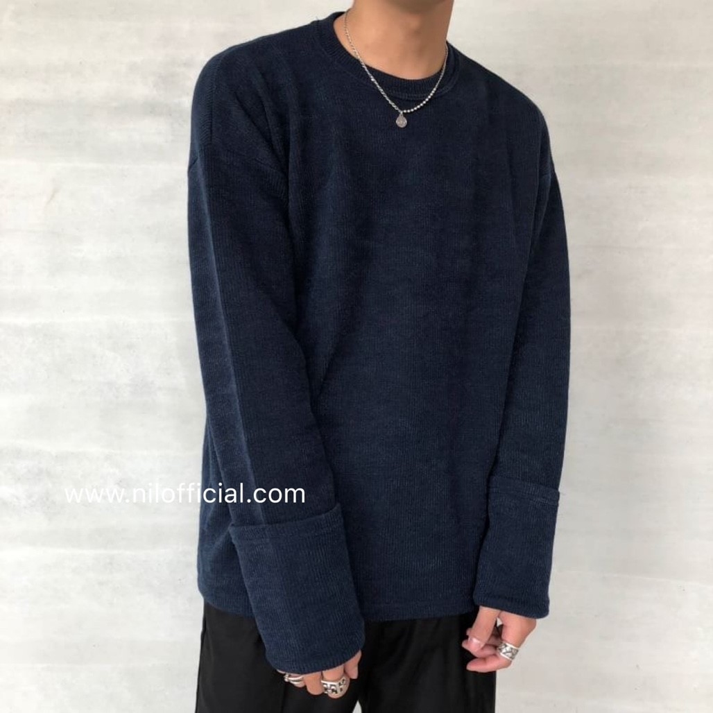 韓國反折袖螺紋上衣