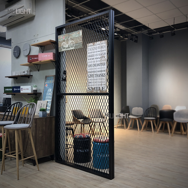 台灣製造-LOFT雙層鐵框菱形網掛架屏風|可訂製