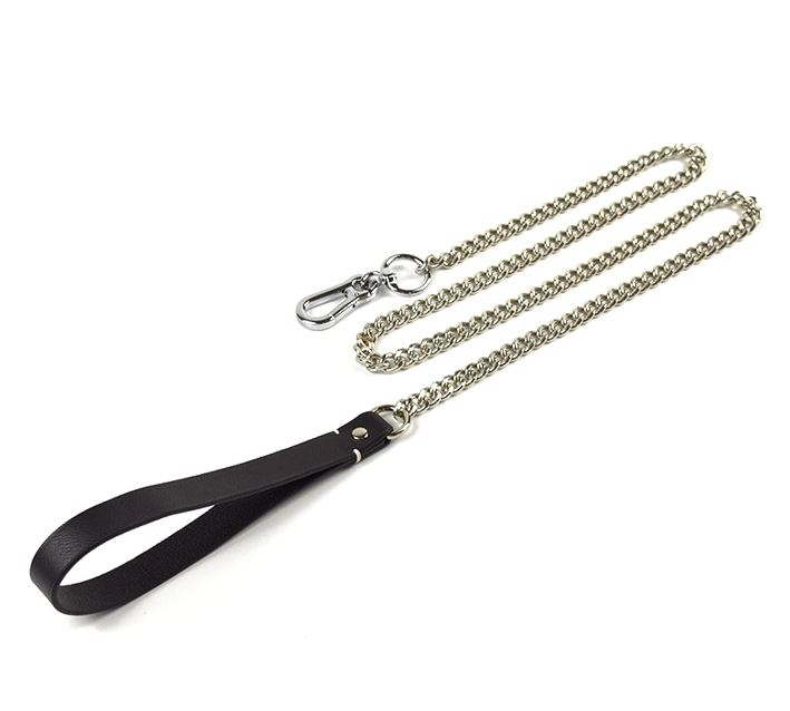 SM皮革頸圈+牽引繩套裝 - 黑色