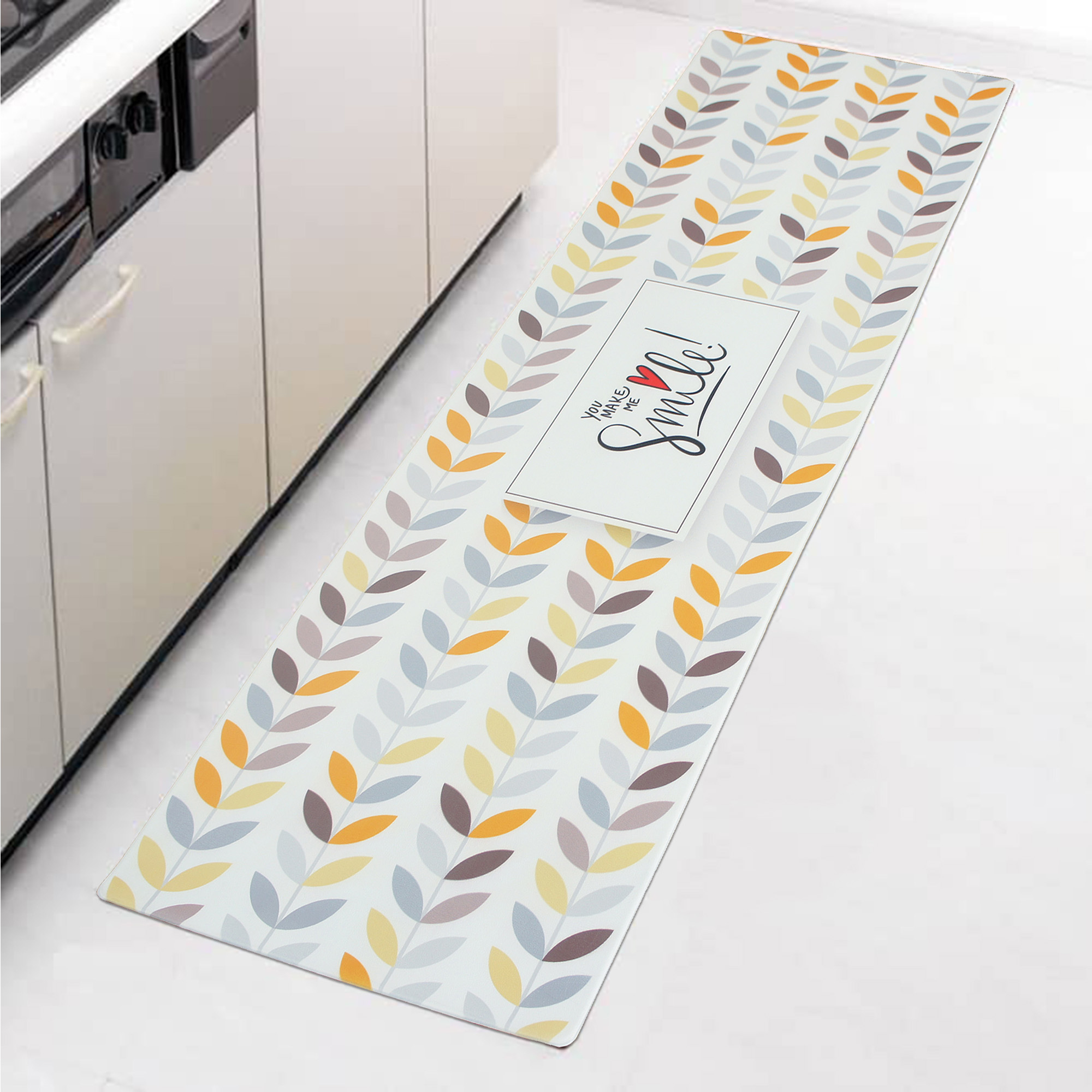 皮革防水防滑廚房踏墊(三種尺寸)_葉子