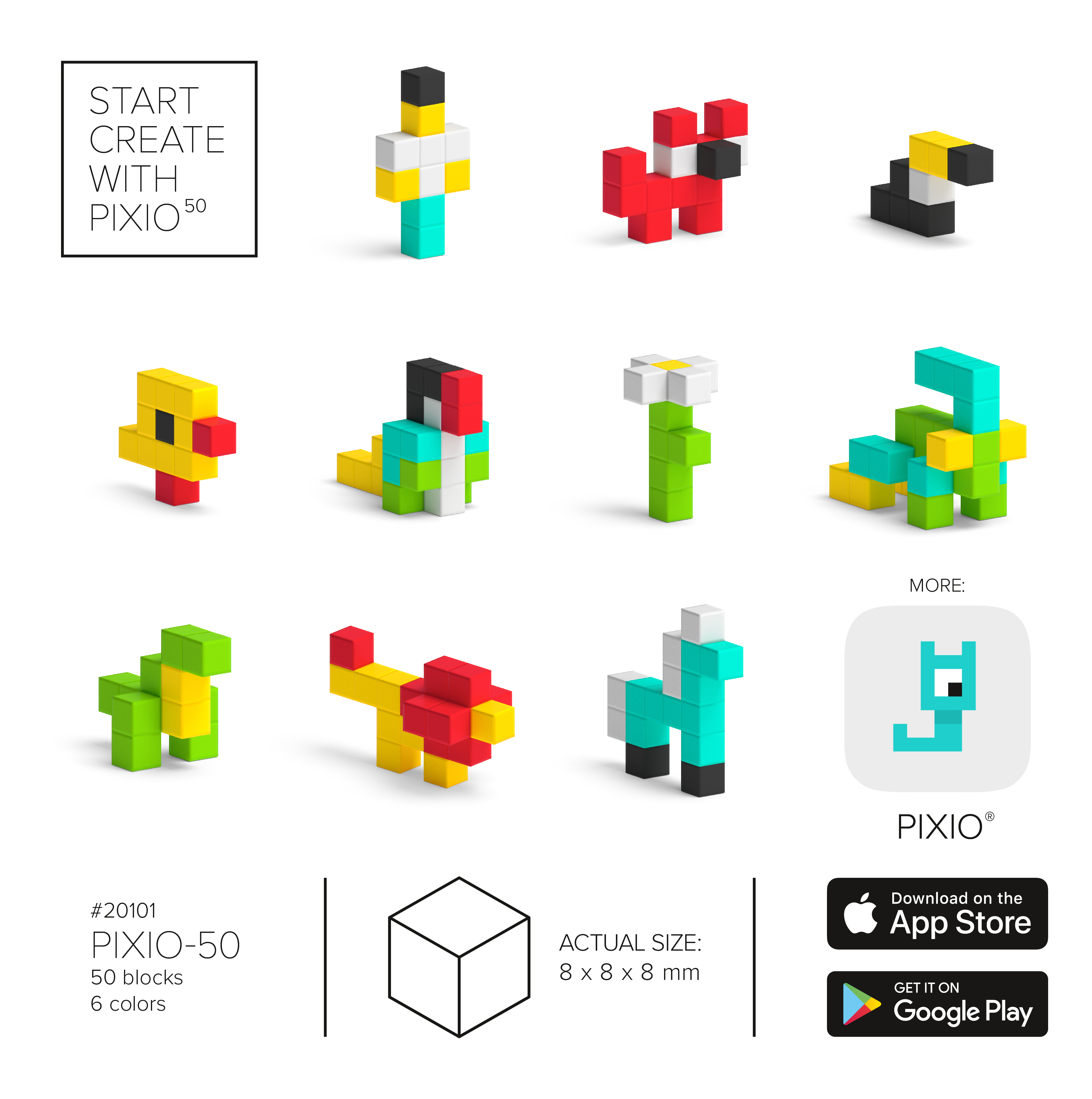 PIXIO - 磁性方塊 50