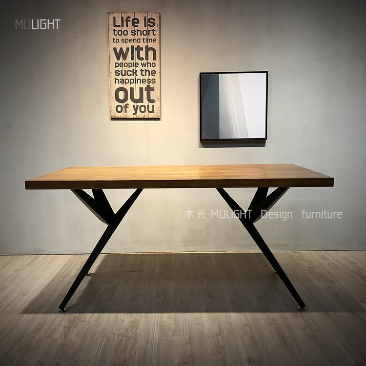 幾何仿生鐵腳實木桌|可訂製