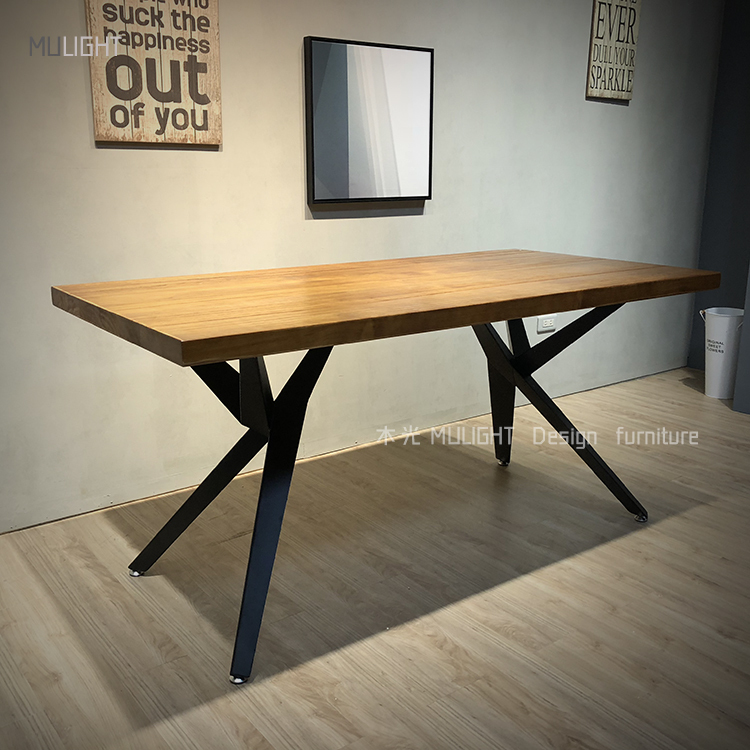 幾何仿生鐵腳實木桌|可訂製