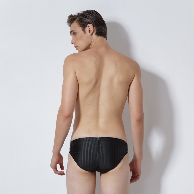 MAR-810310 大男競賽型泳褲 - 壓條(黑) 細邊4.0cm