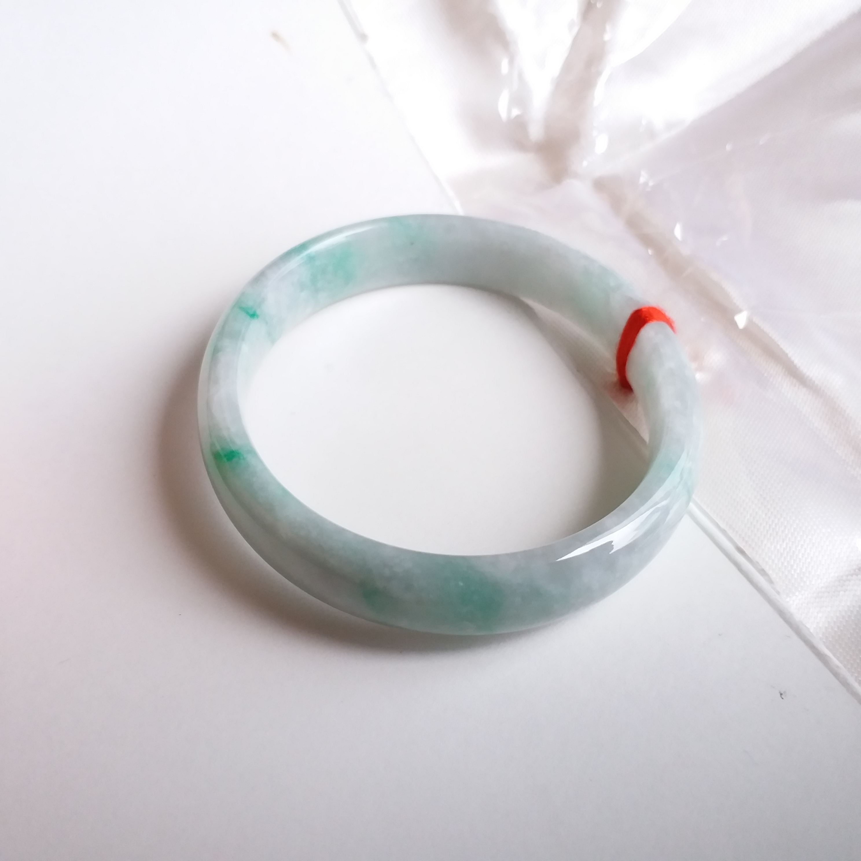 J1250 冰糯飄綠花貴妃玉鐲 50.4mm (1.35)