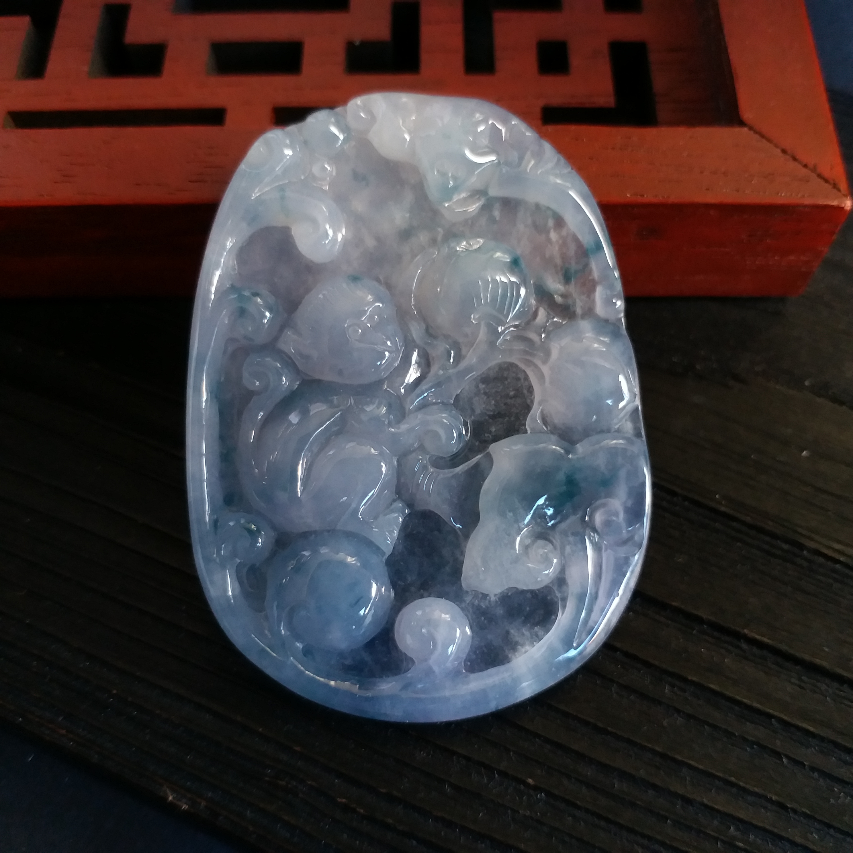 P1411189 冰紫底飄花靈猴獻歲