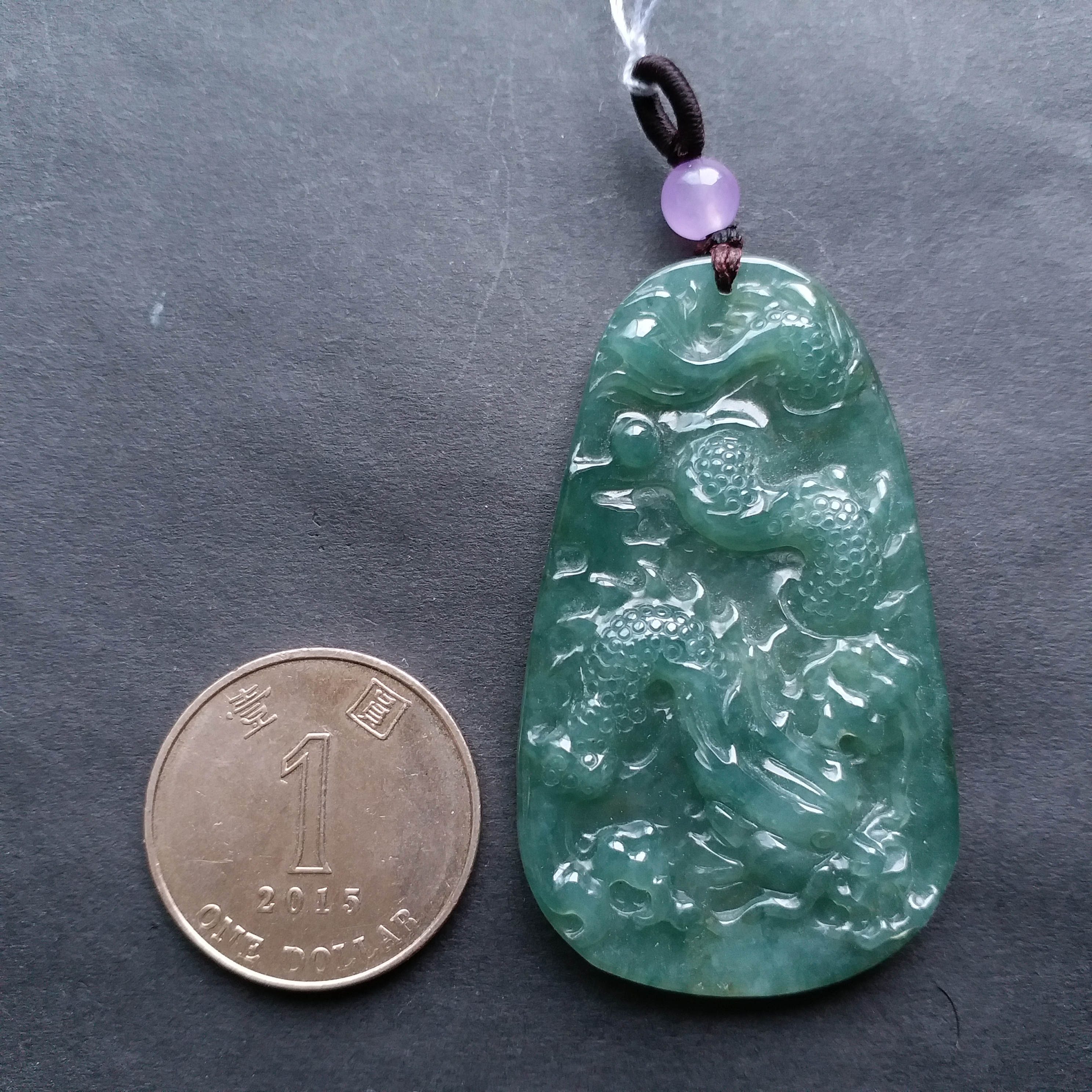 J1375 冰油綠龍吊墜