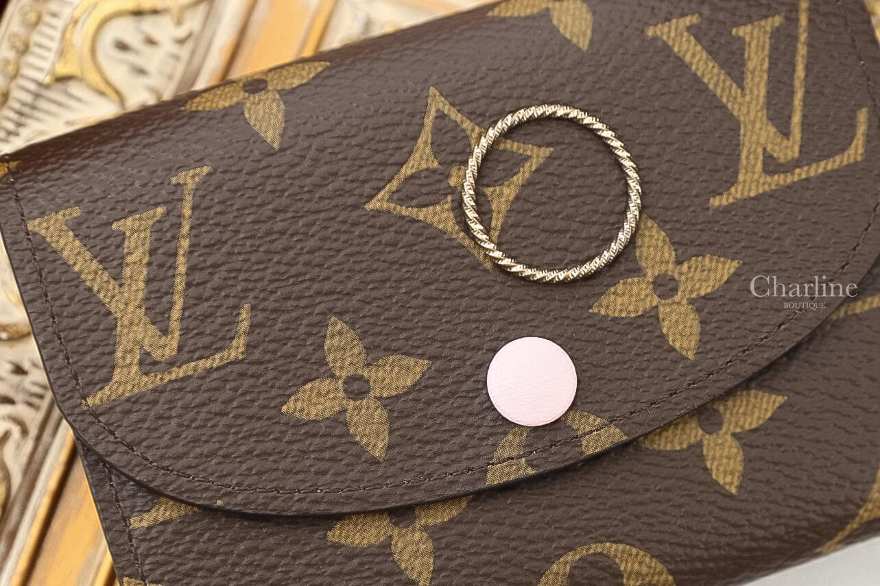 Louis Vuitton Rosalie Coin Purse 咖啡色玫瑰粉內裡釦式卡片零錢包