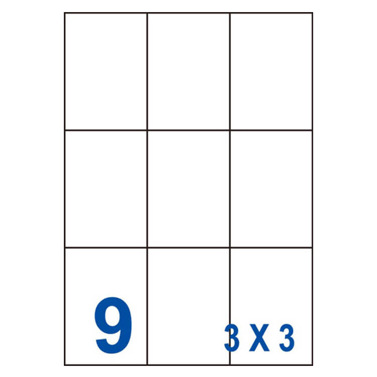 【70】UH9970 多功能白標9格(99x70mm)