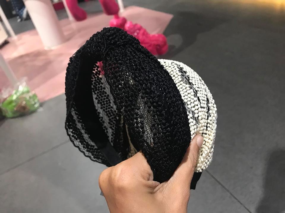 雪紡點點寬版網紗髮箍