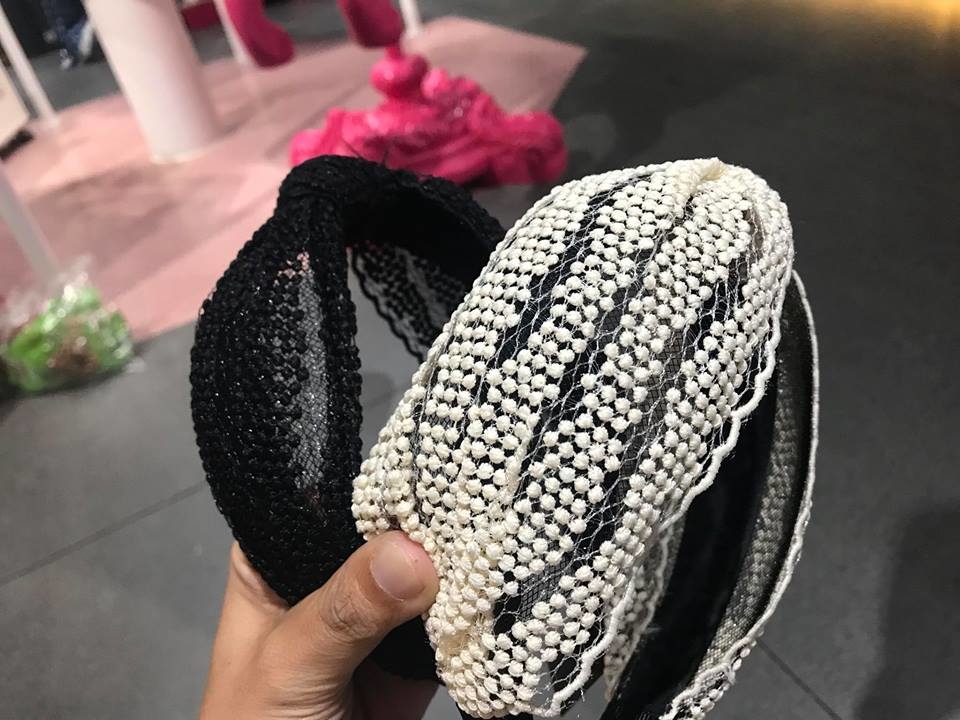 雪紡點點寬版網紗髮箍