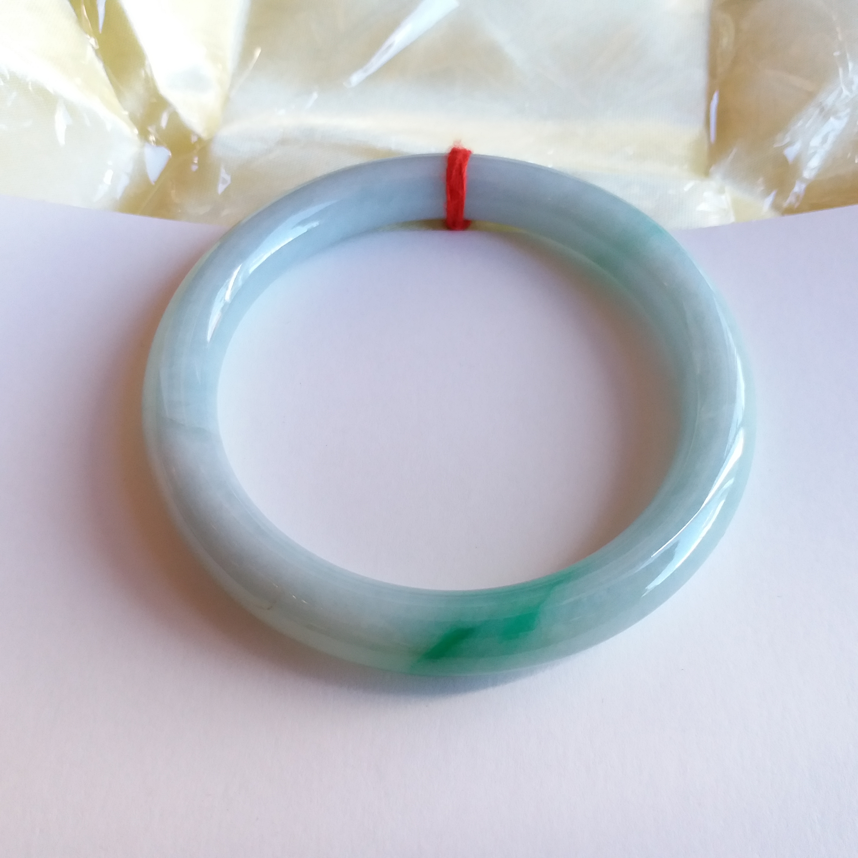 J1248 冰糯飄晴綠圓條玉鐲 56.2mm (1.51)