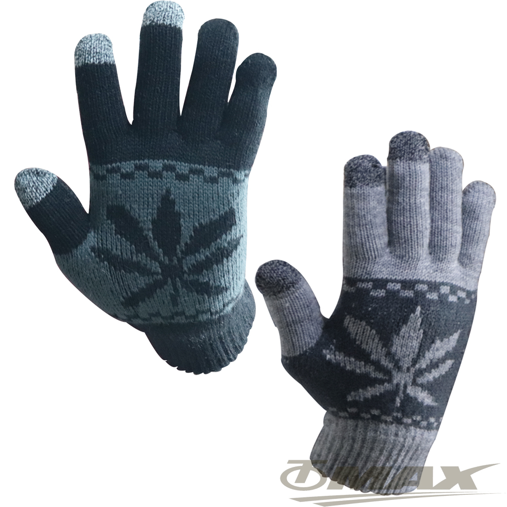 OMAX觸控雙層保暖針織手套-男-2雙 (黑色+淺灰)★破盤下殺★OMAX歐妹思購物網