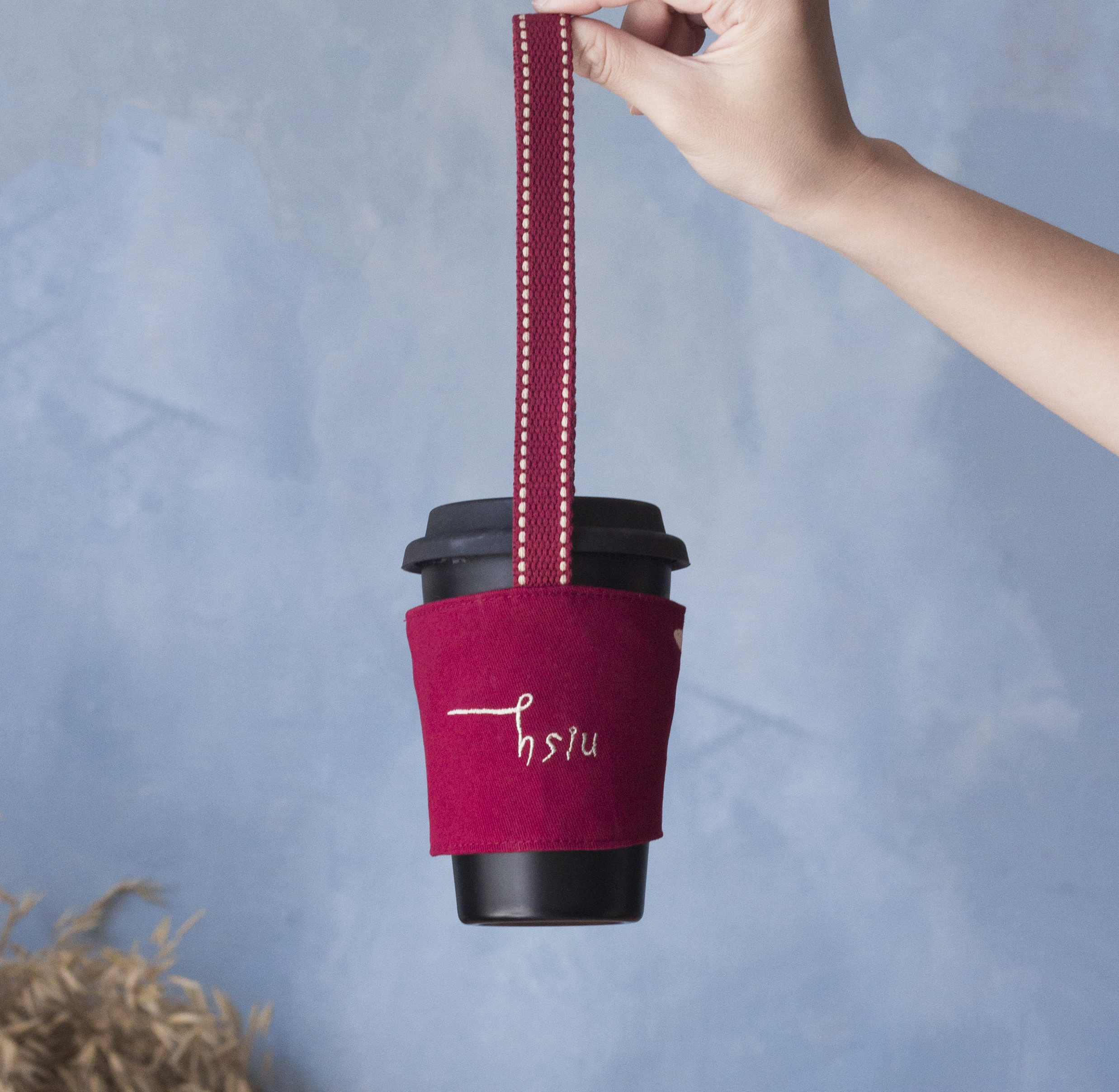 hsiu手工刺繡小物｜府城輿圖飲料杯套(織帶款)