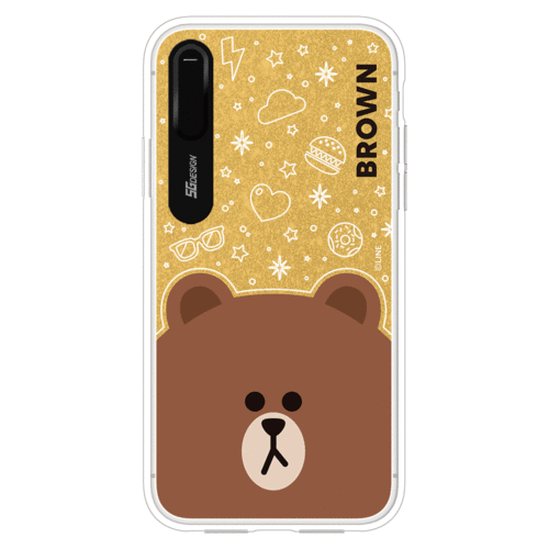 iPhone X Max Line Friends Basic Brown Yellow Light Up Case