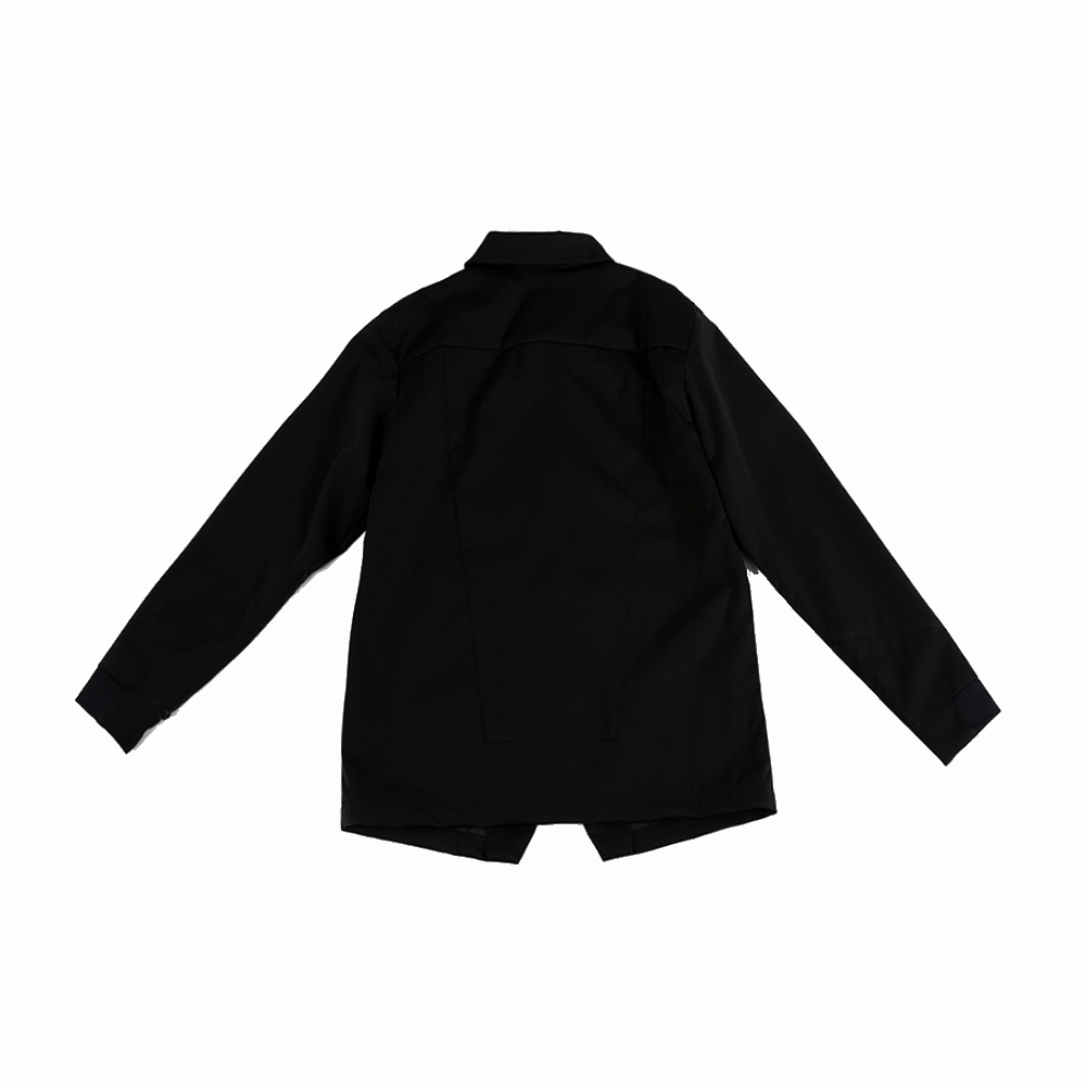 國民領拼色外套 (黑)