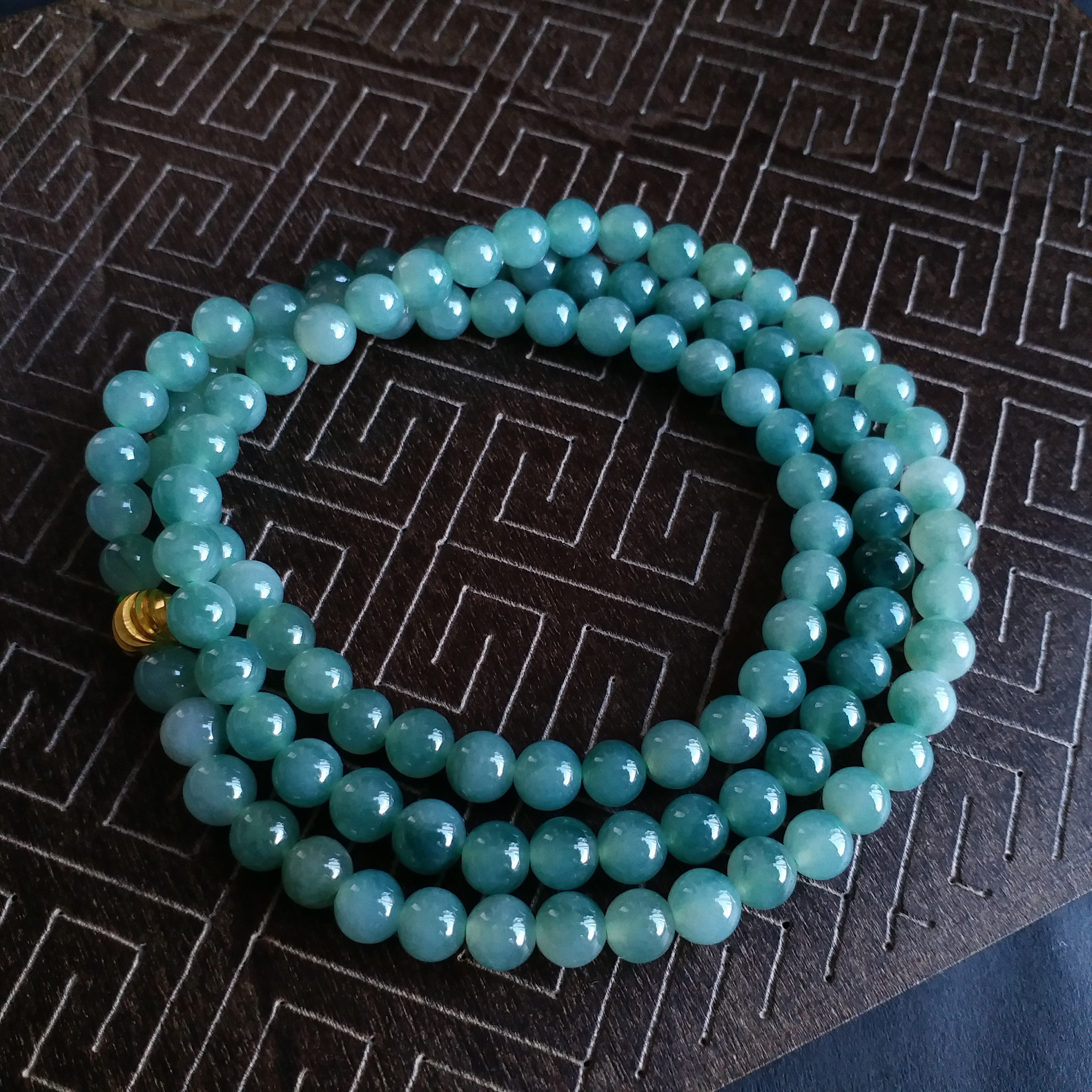 緬甸冰種晴綠玉珠鍊 (7mm直徑), 天然翡翠A玉, 緬甸玉, Jade, Jadeite