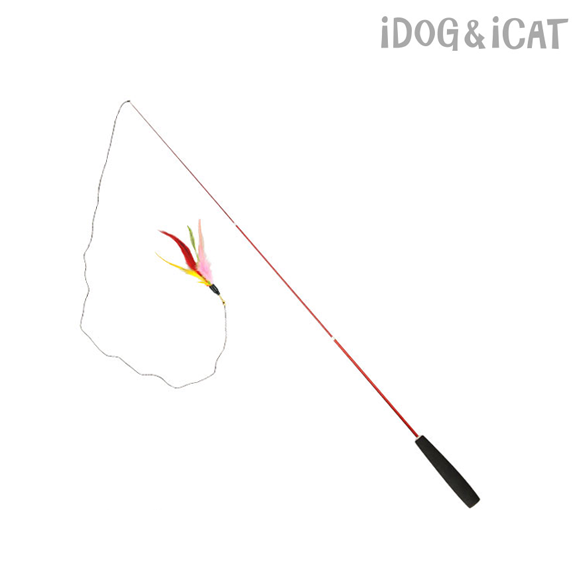 icat伸縮釣竿逗貓棒 彩色羽毛