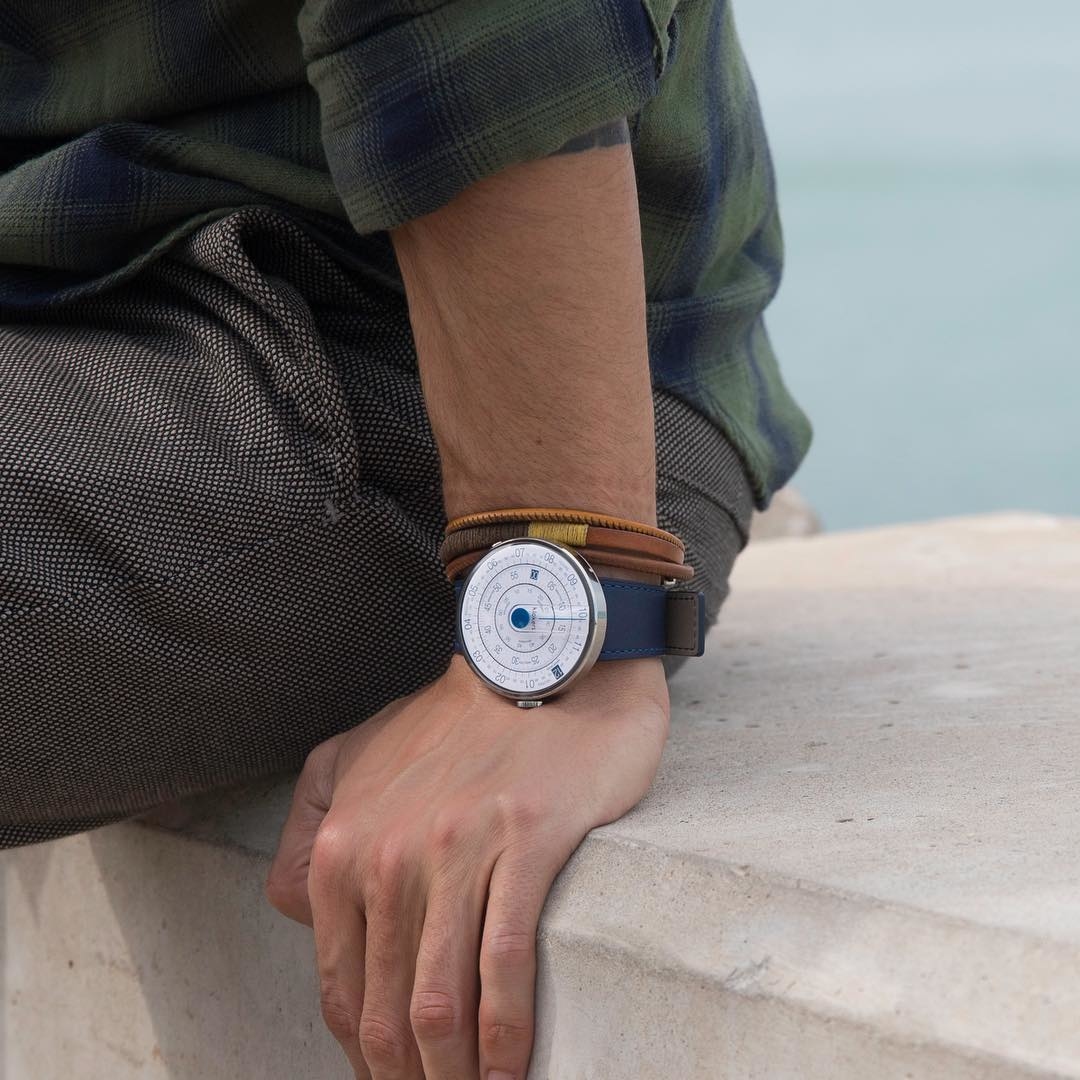 KLOK-01-D4 藍色錶頭+單圈皮革錶帶