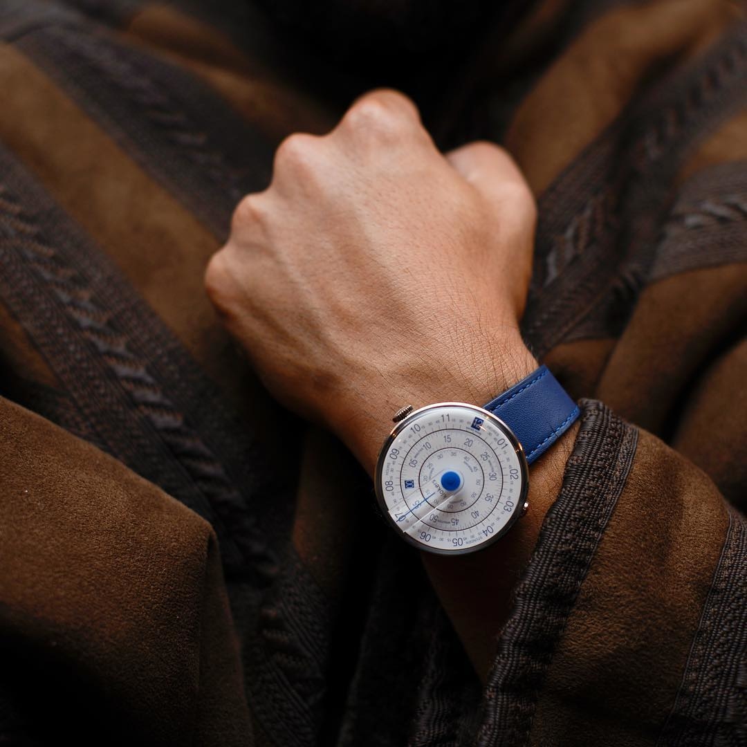 KLOK-01-D4 藍色錶頭+單圈皮革錶帶