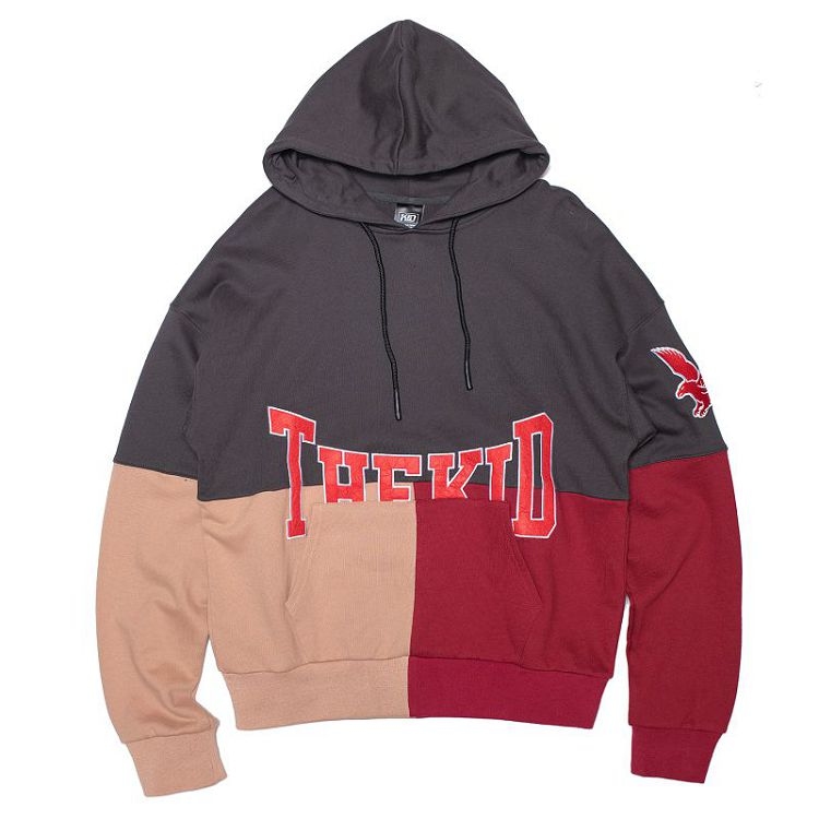 KID ® 拼接老鷹帽T 黑