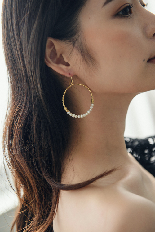 美好晨曦 天然珍珠耳環（大）