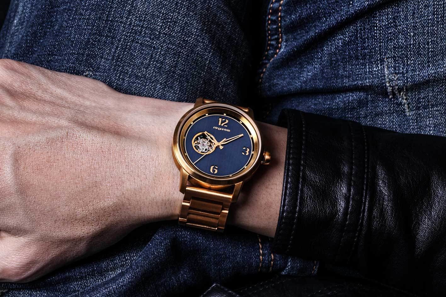 萬年鐘錶 - elegantsis 愛樂時 JT75A   簍空機械腕錶 細說著都會時尚與慢活  ELJT75A-NG02MA   錶徑42MM