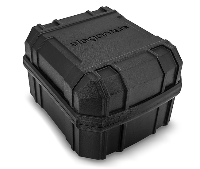 萬年鐘錶 - elegantsis 愛樂時 軍事風格大錶徑皮革男錶  ELJT48-2B07LC  黑色面盤搭配深咖啡色皮革錶帶 錶徑48MM