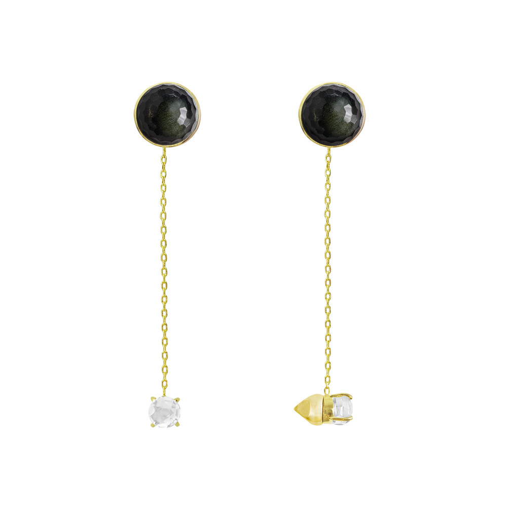 黑曜石吸磁耳坠