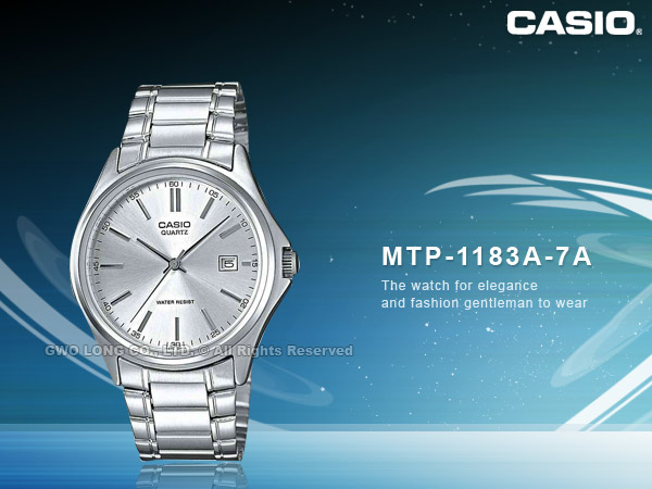 CASIO MTP-1183A-7ADF 指針錶不鏽鋼錶帶礦物玻璃生活防水日期顯示│國隆