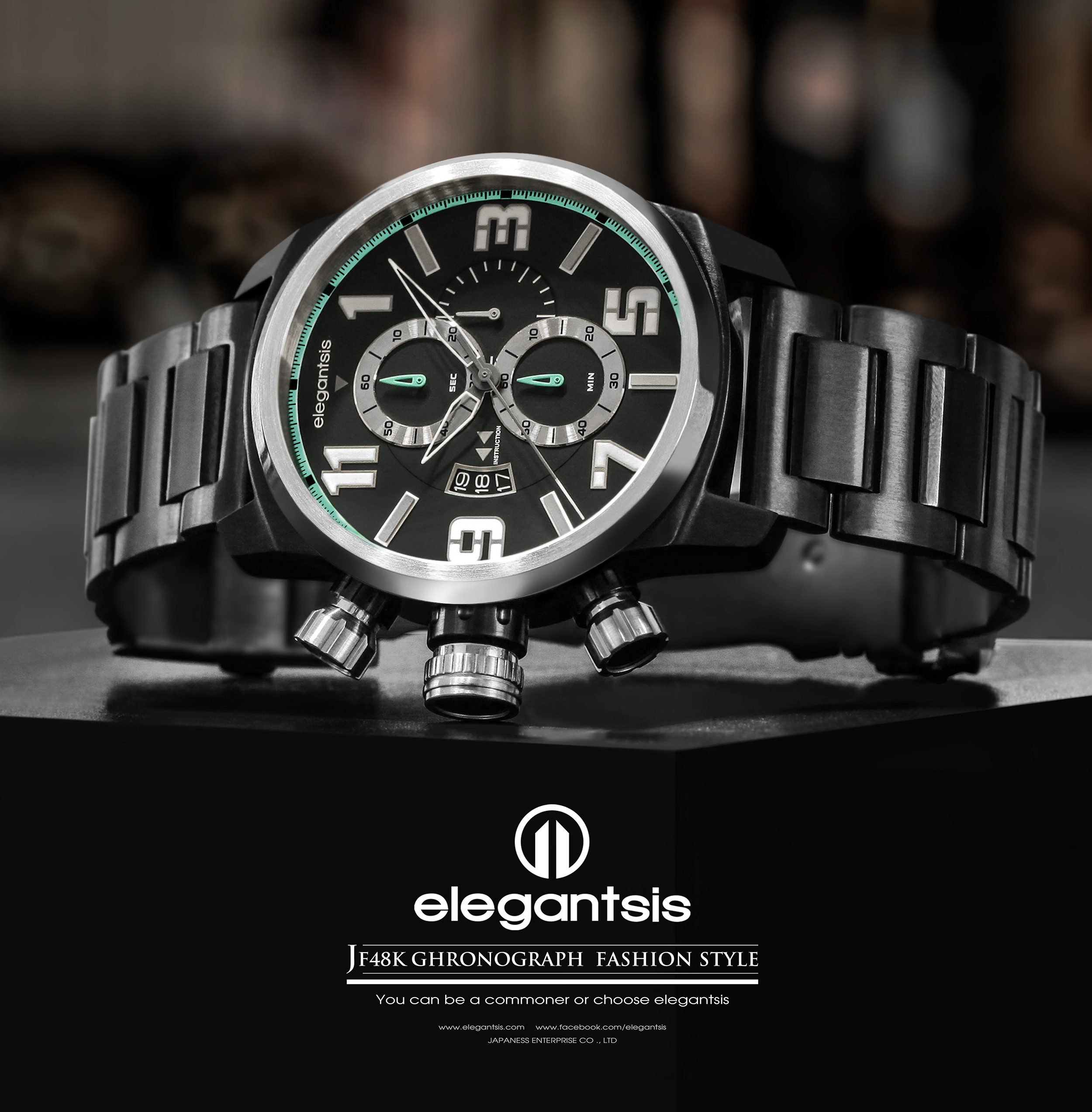 萬年鐘錶 - elegantsis 愛樂時 JF48K 個性是戴在手上的 可搭配選購個性對錶ELJF48K-OB02MA   錶徑48MM / 43MM