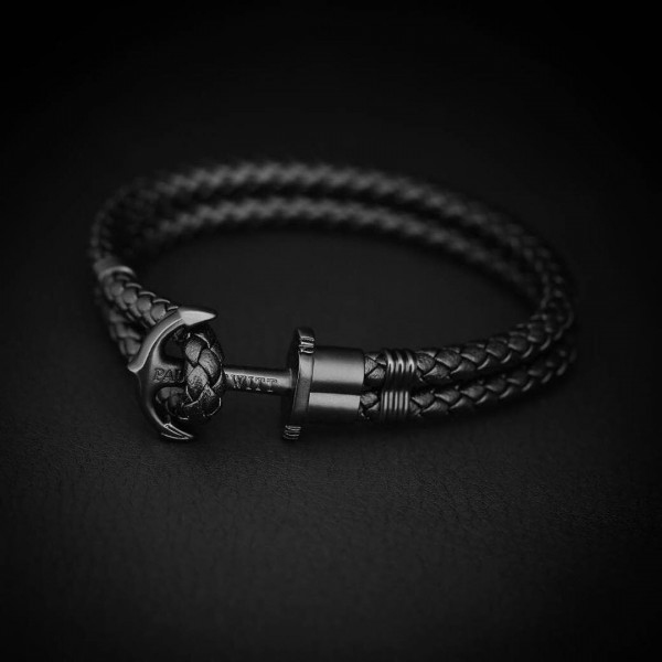 萬年鐘錶 - 德國品牌 PAUL HEWITT 船錨錶飾品 PH-PH-L-B-B  設計師品牌 皮革系列 全黑色黑色船錨扣  XS/S/M/L/XL/XXL