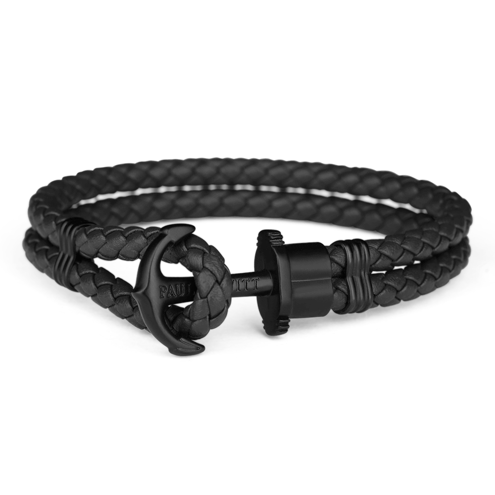 萬年鐘錶 - 德國品牌 PAUL HEWITT 船錨錶飾品 PH-PH-L-B-B  設計師品牌 皮革系列 全黑色黑色船錨扣  XS/S/M/L/XL/XXL