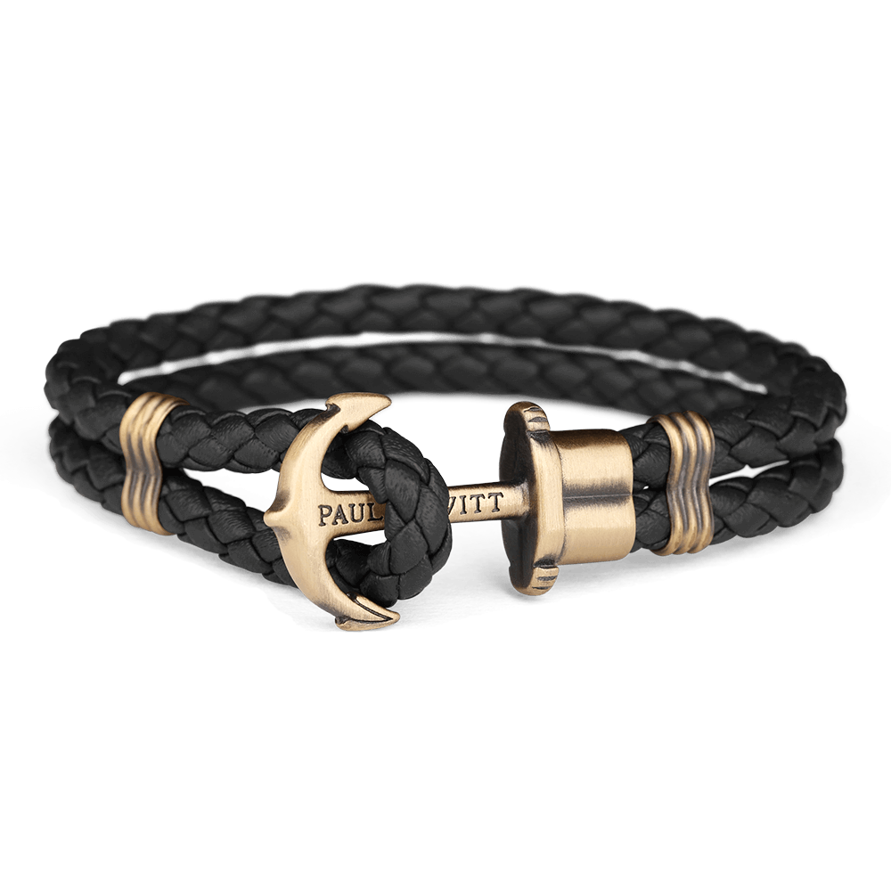 萬年鐘錶 - 德國品牌 PAUL HEWITT 船錨錶飾品 PH-PH-L-M-B 設計師品牌 皮革系列 黑色皮革古銅色船錨扣  XS/S/M/L/XL/XXL