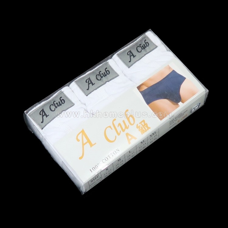 3條/盒 A級: 男裝淨色三角褲 (S-XXL碼)