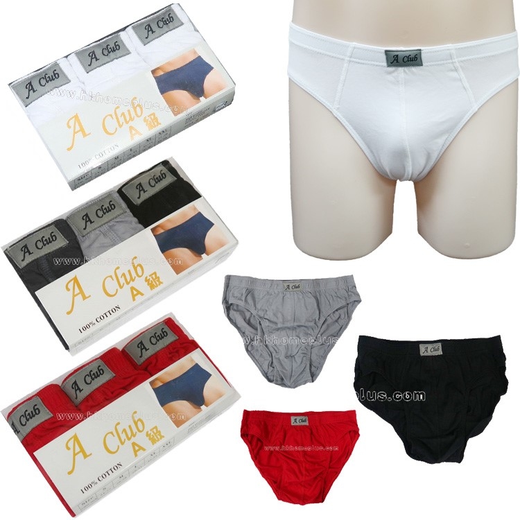 3條/盒 A級: 男裝淨色三角褲 (S-XXL碼)
