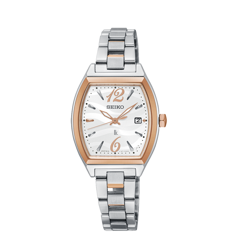 萬年鐘錶 - SEIKO 日本精工錶 LUKIA 系列 時光的禮物  酒桶型女錶 白色錶面玫瑰金框搭配不鏽鋼錶帶 SUT358J1 / V137-0CE0C 錶徑 26MM