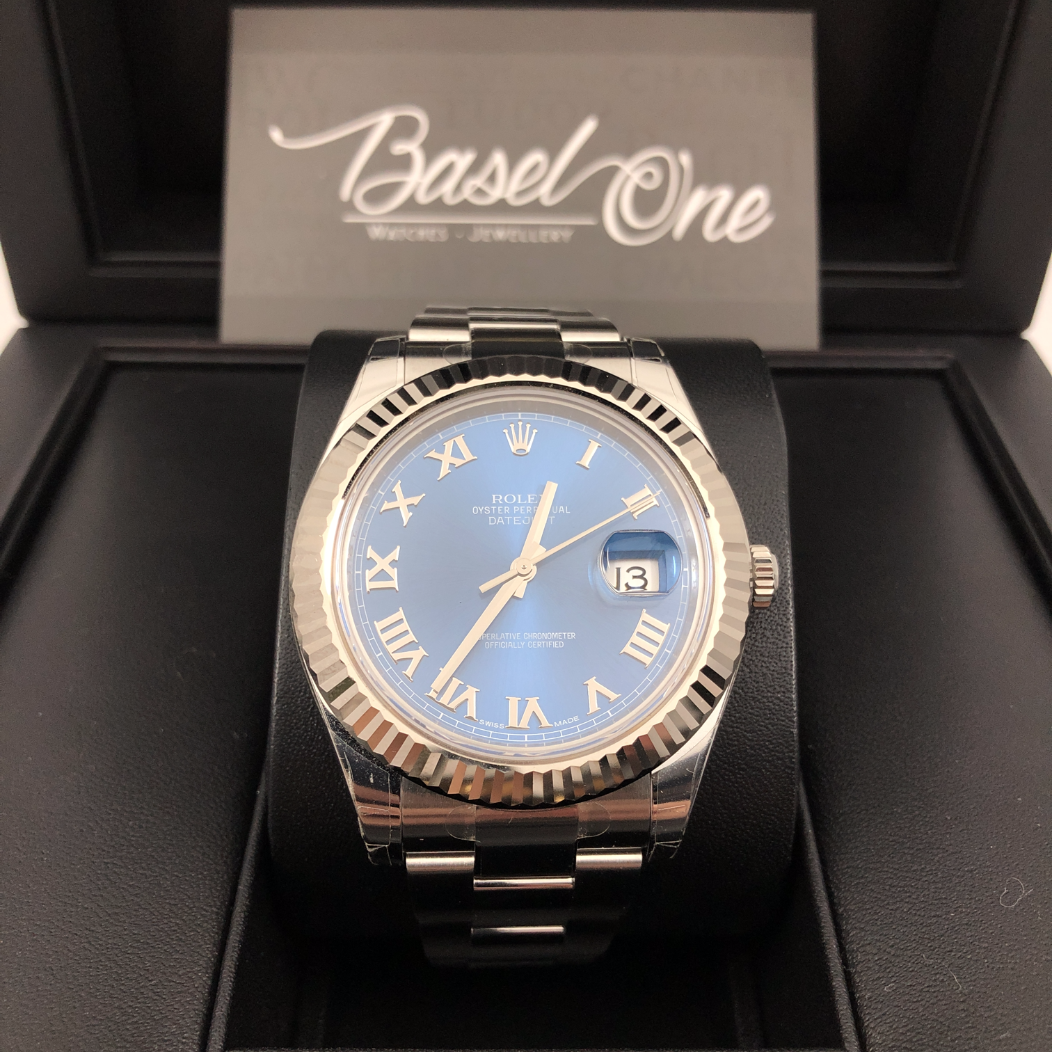BRAND NEW ROLEX 116334 BLUE DIAL ROMAN INDEX DATEJUST 41 OYSTER STRAP STAINLESS STEEL
