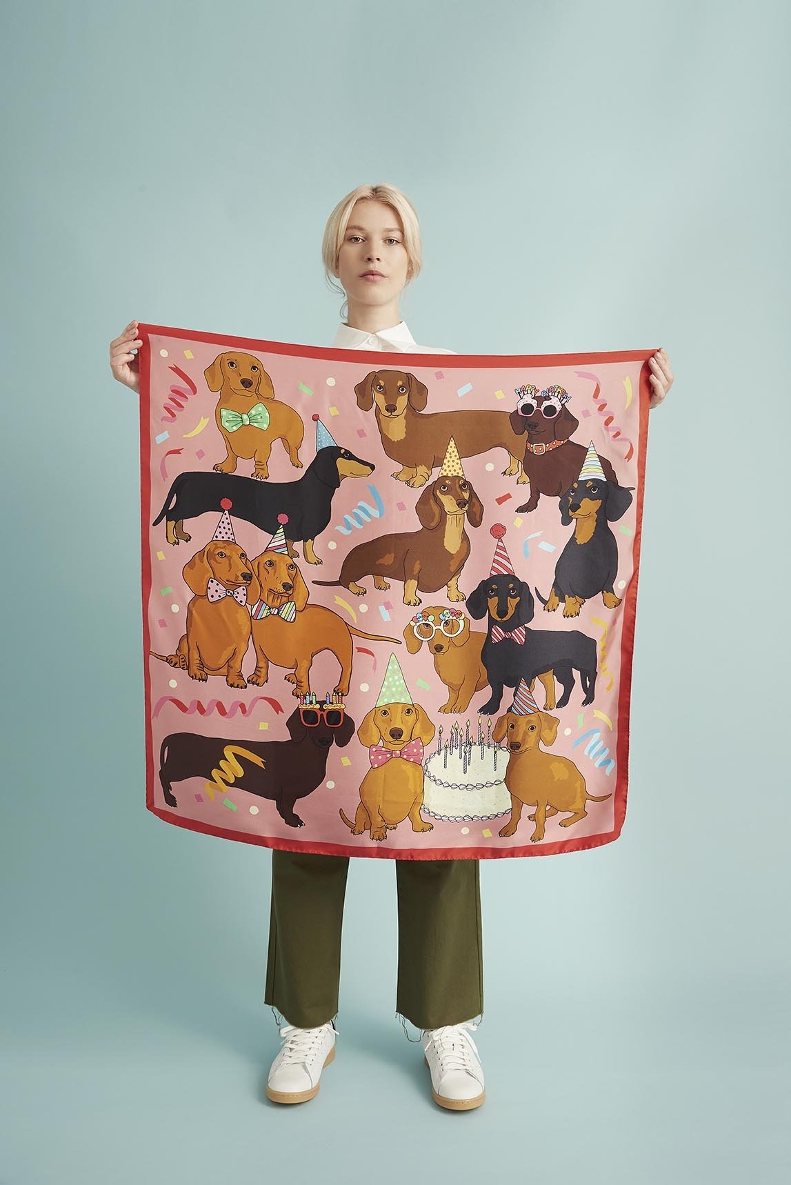 Karen Mabon Silk scarf - Birthday dog
