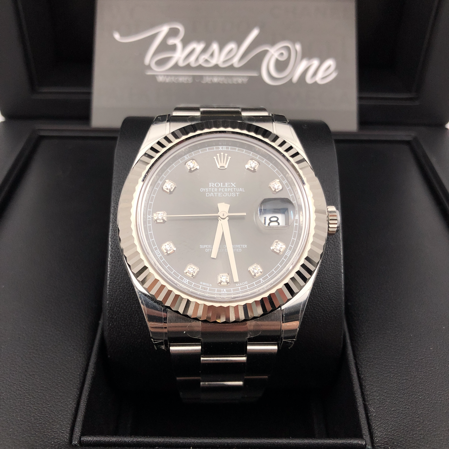 BRAND NEW ROLEX 116334G RHODIUM DIAMOND DIAL DATEJUST 41 WITH OYSTER STRAP STAINLESS STEEL